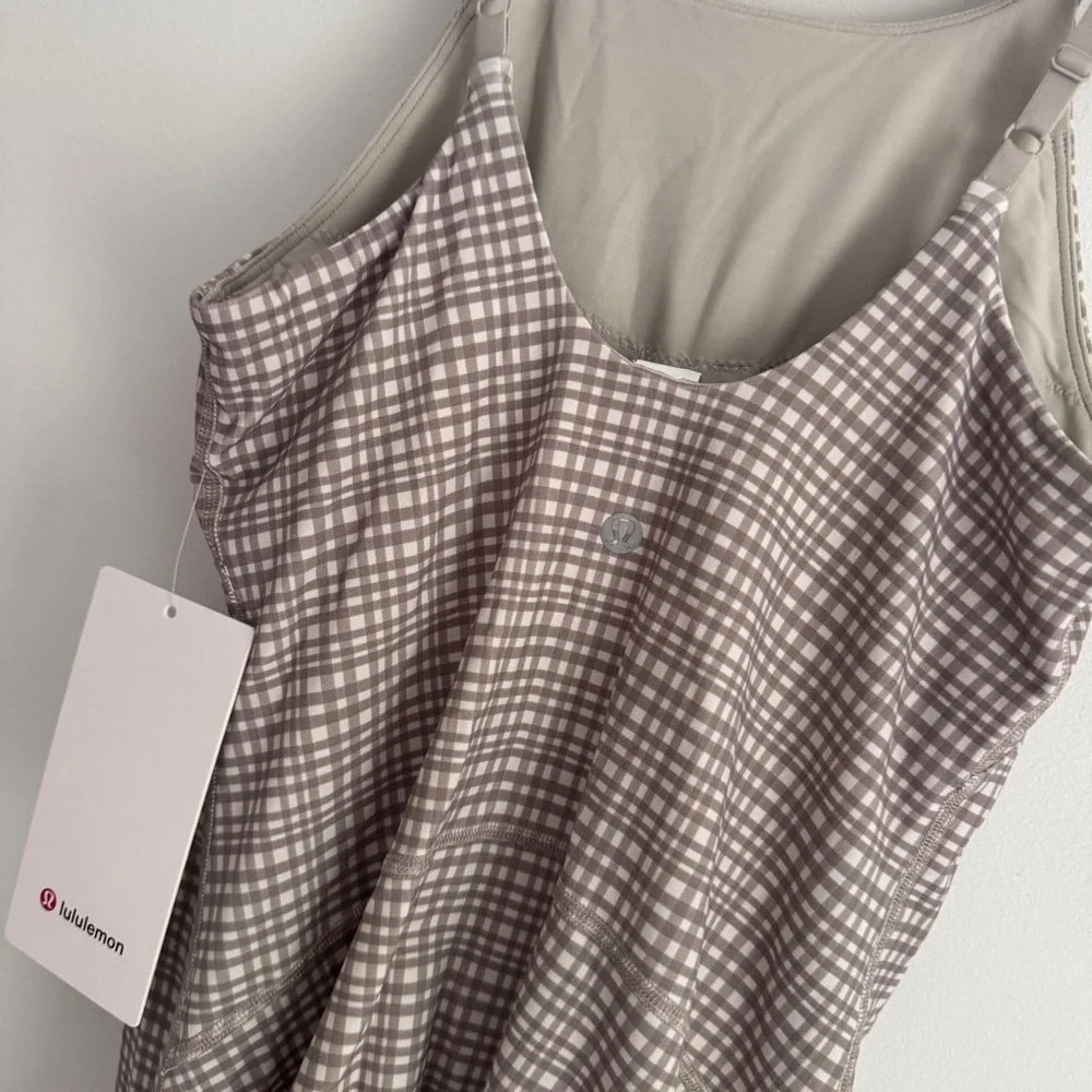 ππ€ Lululemon Align High Neck Dress - Glow Grid Light Ivory Multi - Picture 9 of 10